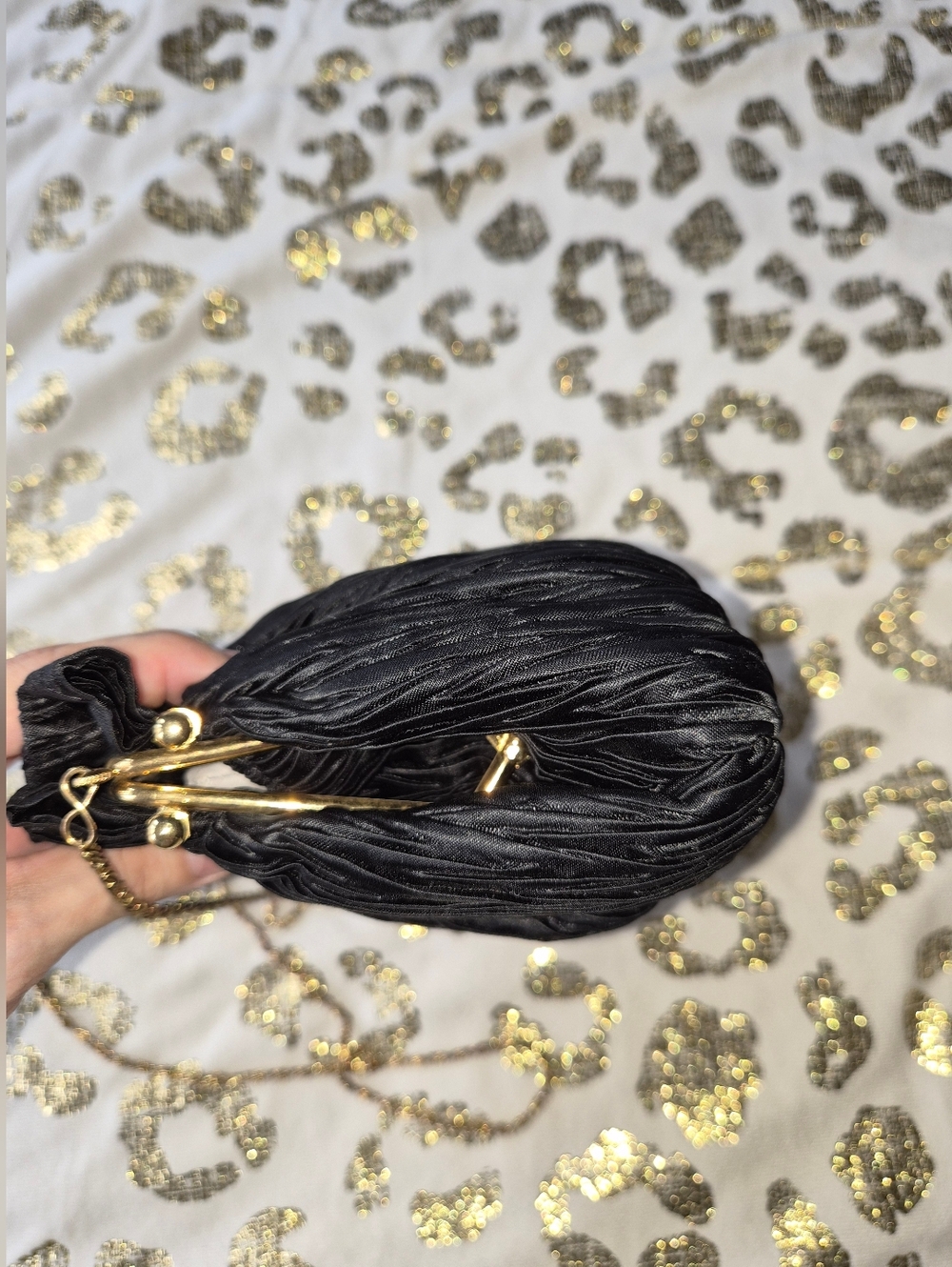 5 For $25✨️Vintage Clutch Bag Gold Chain Black Purse Cross Body Bag Handbag - Picture 7 of 10
